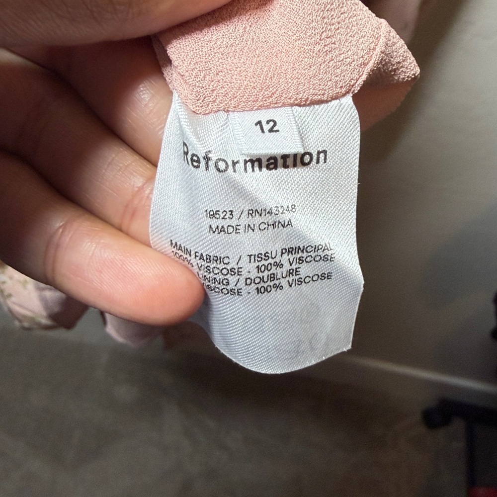 Reformation Morris Long Sleeve Ruffle Mini Dress in Melody Pink Size 12 - Picture 6 of 8